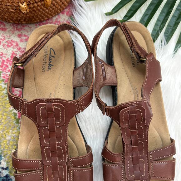 Clarks Neutral Brown Leather Laurieann Kay Slingback T-Strap Sandal 11 - Picture 4 of 8